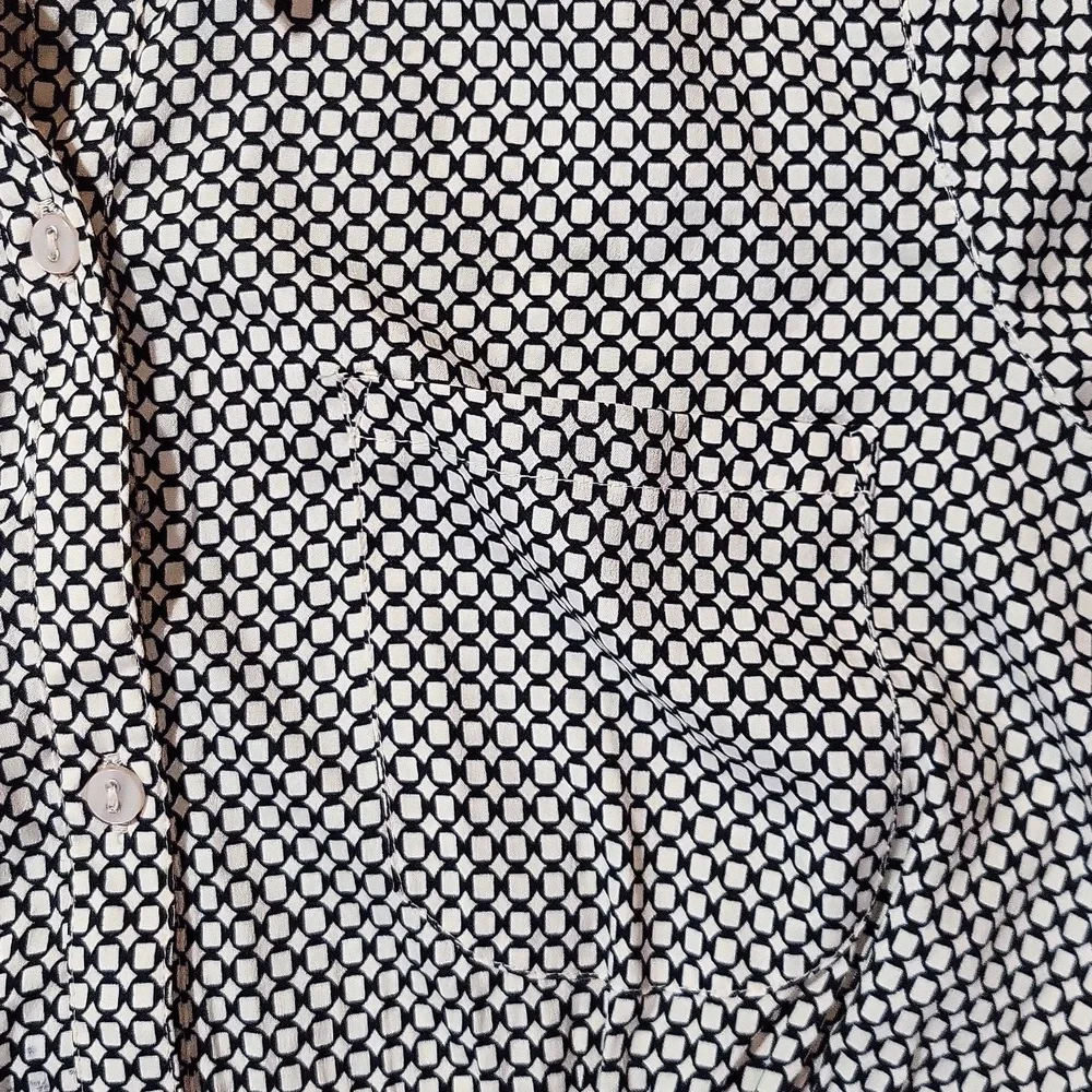 MOTHERHOOD MATERNITY Black White Empire Waist Long Sleeve Roll Tab Shirt Dress - Picture 4 of 13